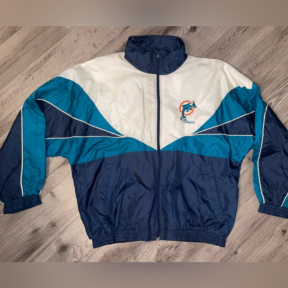 Vintage 90's MIAMI DOLPHINS Pro Player Wind‎ Breaker Jacket Size XL Y2K Football